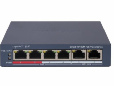 Hikvision DS-3E1106P-EI/M, 4portový Fast Ethernet, Smart PoE switch
