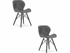 Leobert Židle LAGO ekokůže - šedé / černé nohy x 2