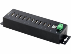 StarTech.com 10-Port Industrial USB 2.0 Hub, Rugged USB Hub w/15kV Air/8kV Contact ESD Level 4 Protection, DIN/Wall/Desk Mountable USB-A Hub, Multiport USB Hub with Locking Ports - Metal Construction 