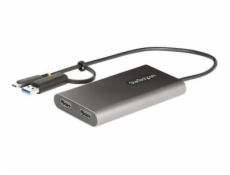 StarTech.com USB-C to Dual-HDMI Adapter, USB-C or A to 2x HDMI, 4K 60Hz, 100W PD Pass-Through, 1ft (30cm) Built-in Cable, External Video Graphics Adapter - USB to HDMI Multi-Monitor Converter for Lapt