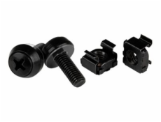 StarTech.com M6 Cage Nuts and Screws - 50 Pack - 12mm Rack Screws and Cage Nuts - Black (CABSCREWM6B) - Šrouby a matice pro regál - cerná - pro P/N: RACK-18U-20-WALL-OA, RACK-21U-20-WALL-OA, RACK-24U-