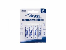 Akyga alkalická baterie AA LR6 Zn-MnO2, 1.5V/3050mAh, blister 4x