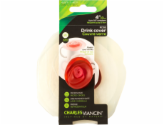 Charles Viancin ROSE 11,5 cm 2 Silikon-Getränkedeckel Weiß/Rot