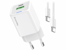 COLORWAY 1x USB-C/ síťová nabíječka/ GaN/ PD/ PPS/ QC/ 30W/ Včetně 100cm kabelu/ Bílá