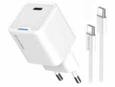 COLORWAY 1x USB-C/ síťová nabíječka/ GaN/ PD/ PPS/ 35W/ Včetně 100cm kabelu/ Bílá