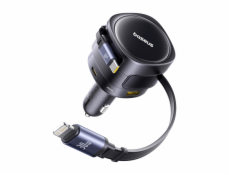 Baseus Enjoyment Max nabíječka do auta s USB-C+Lightning kabely a porty USB-A+USB-C 90W černá