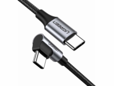 Ugreen kabel USB-C (rovný) / USB-C (úhlový) PD QC 60 W 3 A 0,5 m US255 (šedý)