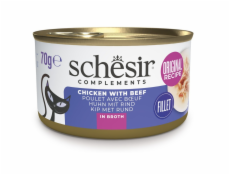 SCHESIR Chicken with beef in broth - mokré krmivo pro kočky - 70g