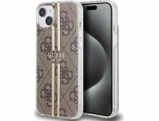 Guess Guess GUHCP15MH4PSEGW hnědý/hnědý pevný kryt IML 4G se zlatými pruhy pro iPhone 15 Plus / 14 Plus 6.7