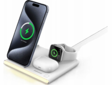 Jabees PowerGlow 4v1 QI nabíječka pro telefon Smartwatch Sluchátka LED lampa / bílá