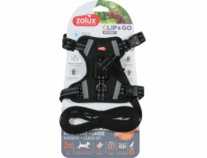 ZOLUX Sada postroje pro psy + vodítko CLIP&GO XS černá