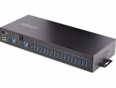 StarTech.com 16-Port Industrial USB 3.0 Hub 5Gbps, Metal, DIN/Surface/Rack Mountable, ESD Protection, Terminal Block Power, up to 120W Shared USB Charging, Dual-Host Hub/Switch (5G16AINDS-USB-A-HUB) -