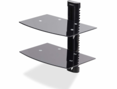 StarTech.com Dual Floating Wall-Mounted AV Shelves, Adjustable Height Shelf For Under TV, Organize A/V Equipment On Black Tempered Glass Shelves - Police - pro komponenty audio/video - hliník, ocel, p