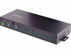 StarTech.com 16-Port Industrial USB 5Gbps Hub with Power Adapter, Metal Enclosure, Mountable, ESD Protection, Terminal Block Power, USB Charging, Dual-Host Switch - TAA - Rozbocovac - 16 x USB 3.2 Gen