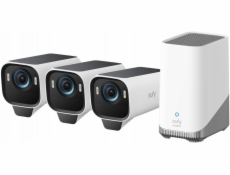 Venkovní kamera se solárním nabíjením Anker eufy S3 Pro (sada 3ks+jednotka HomeBase 3), 4K bílá