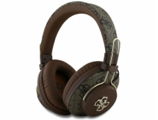 Hnědá sluchátka na uši Guess Bluetooth ENC Metal 4G Logo