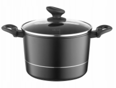 Florina DELUXNÍ HRNEC 24 CM 6,2 L. S VÍKEM, VYSOKÝ, INDIVIDUÁLNÍ. od MG (ČERNÁ, NEPŘILNAVÝ POVLAK, ČERNÁ RUKOJEŤ)