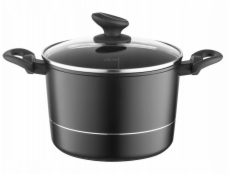 Florina DELUXNÍ HRNEC 28 CM 8,0 L. S VÍKEM, VYSOKÝ, INDIVIDUÁLNÍ. od MG (ČERNÁ, NEPŘILNAVÝ POVLAK, ČERNÁ RUKOJEŤ)