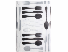 Obrus Splendid FORK, biely/čierny, 150 x 180 cm