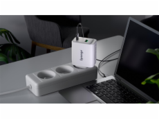 Adaptér Sponge C3 65W GaN, USB-C/USB-A, biely
