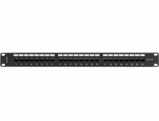 Lanberg Patch panel 24 portů 1U 19  Cat.6A UTP s organizérem kabelů, černý, LANBERG