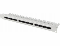 Lanberg Patch panel 24 portů, 1U, 19  Cat.5e UTP, s organizérem kabelů, šedý