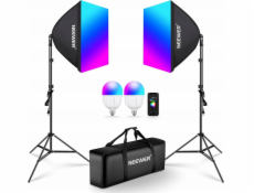 Neewer Osvětlovací sada 2x softbox 60cm / stativ 210cm / 90 žárovek RGB Bluetooth / NK800