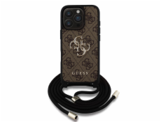 Guess Pouzdro 4G Big Logo Cord Stap Crossbody pro iPhone 16 Pro Max hnědé
