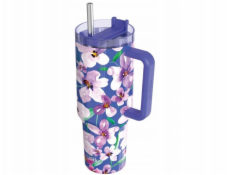 Quokka Stream - Termohrnek z nerezové oceli 1200ml s brčkem (květinový soumrak)