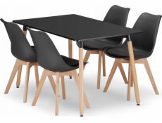 Leobert Sada obdélníkového stolu ADRIA 120x80 černý + 4 židle MARK černé