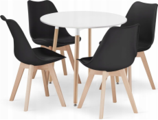 Leobert Sada kulatého stolu KAMI 80 bílá + 4 černé židle MARK