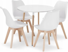 Leobert Sada kulatého stolu KAMI 80cm + 4 židle MARK bílá
