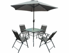 Saska Garden Zahradní sada stůl 4 židle Sydney a šedý slunečník