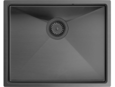 GraniteQ Dřez Quadron | ANTHONY | Kuchyňský dřez z oceli GRAFIT PVD | rozměry: 54 x 44 x 19 cm | závěsný s 1 umyvadlem | výška spodní skříňky: od 60 cm