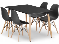 Leobert Sada obdélníkového stolu ADRIA 120x80 černý + 4 židle OSAKA černé
