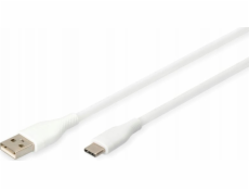 Digitus Silikonový propojovací kabel USB-A - USB-C, USB 2.0 60W, 2m bílý