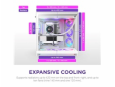 NZXT skříň H9 Flow ARGB+ dvoukomorová ATX / 6xRGB 140 mm / 1x 120mm fan / prosklená / controller / bílá
