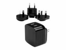 StarTech.com Travel USB Wall Charger - 2 Port - Black - Universal Travel Adapter - International Power Adapter - USB Charger (USB2PACBK) - Síťový adaptér - 17 Watt - 3.4 A - 2 výstupní konektory (USB)