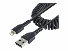 StarTech.com 50cm (20in) USB to Lightning Cable, MFi Certified, Coiled iPhone Charger Cable, Black, Durable and Flexible TPE Jacket Aramid Fiber, Heavy Duty Coil Charging Cable - Rugged USB Lightning 