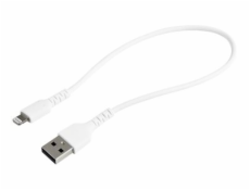 StarTech.com 12 in(30cm) Durable White USB-A to Lightning Cable, Heavy Duty Rugged Aramid Fiber USB Type A to Lightning Charger/Sync Power Cord, Apple MFi Certified iPad/iPhone 12 Pro Max - iPhone 7/8