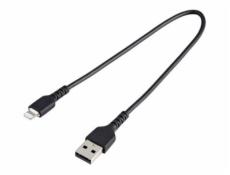 StarTech.com 12 in(30cm) Durable Black USB-A to Lightning Cable, Heavy Duty Rugged Aramid Fiber USB Type A to Lightning Charger/Sync Power Cord, Apple MFi Certified iPad/iPhone 12 Pro Max - iPhone 7/8