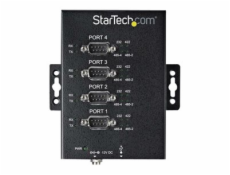 StarTech.com 4 Port Serial Hub USB to RS232/RS485/RS422 Adapter, Industrial USB 2.0 to DB9 Serial Converter Hub, IP30 Rated, Din Rail Mountable Metal Serial Hub, 15kV ESD Protection - 6ft Locking Cabl