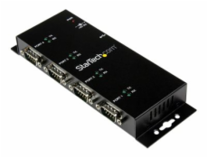 StarTech.com 4 Port USB to Serial RS232 Adapter - Wall Mount - Din Rail - COM Port Retention - FTDI USB to DB9 RS232 Hub (ICUSB2324I) - Sériový adaptér - USB 2.0 - RS-232 x 4 - černá