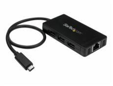 StarTech.com 3 Port USB C Hub with Ethernet - USB-C to 3x USB-A w/ Power Adapter & Gigabit Ethernet - Thunderbolt 3 Compatible - USB C Network Adapter (HB30C3A1GE) - Rozbočovač - 3 x SuperSpeed USB 3.