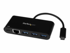 StarTech.com 3 Port USB-C Hub with Gigabit Ethernet & 60W Power Delivery Passthrough Laptop Charging, USB-C to 3x USB-A (USB 3.0 SuperSpeed 5Gbps), USB 3.1/USB 3.2 Gen 1 Type-C Adapter Hub - Windows/m