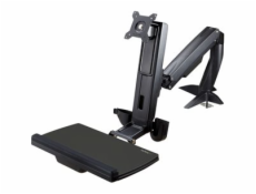 StarTech.com Sit Stand Monitor Arm, Desk Mount Adjustable Sit-Stand Workstation Arm for Single 34  VESA Mount Display, Ergonomic Articulating Standing Desk Converter with Keyboard Tray - Stand Up Offi