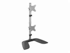 StarTech.com Vertical Dual Monitor Stand, Ergonomic Desktop Stacked Two Monitor Stand up to 27 inch VESA Mount Displays, Free Standing Universal Monitor Mount, Height Adjustable, Silver - Double Monit