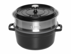 Staub La Cocotte 24cm rund, mit Dämpfeinsatz, schwarz