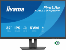 iiyama ProLite XUB3297QSNP-B1 - LED monitor - 32  (31.5  zobrazitelný) - 2560 x 1440 QHD @ 100 Hz - IPS - 350 cd/m? - 1000:1 - 1 ms - HDMI, DisplayPort, USB-C - reproduktory - cerná, matná