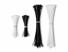 CONNECT IT ZipTie Stahovací pásky na kabely, celkem 200ks,100 a 200mm, ČERNÁ/BÍLA